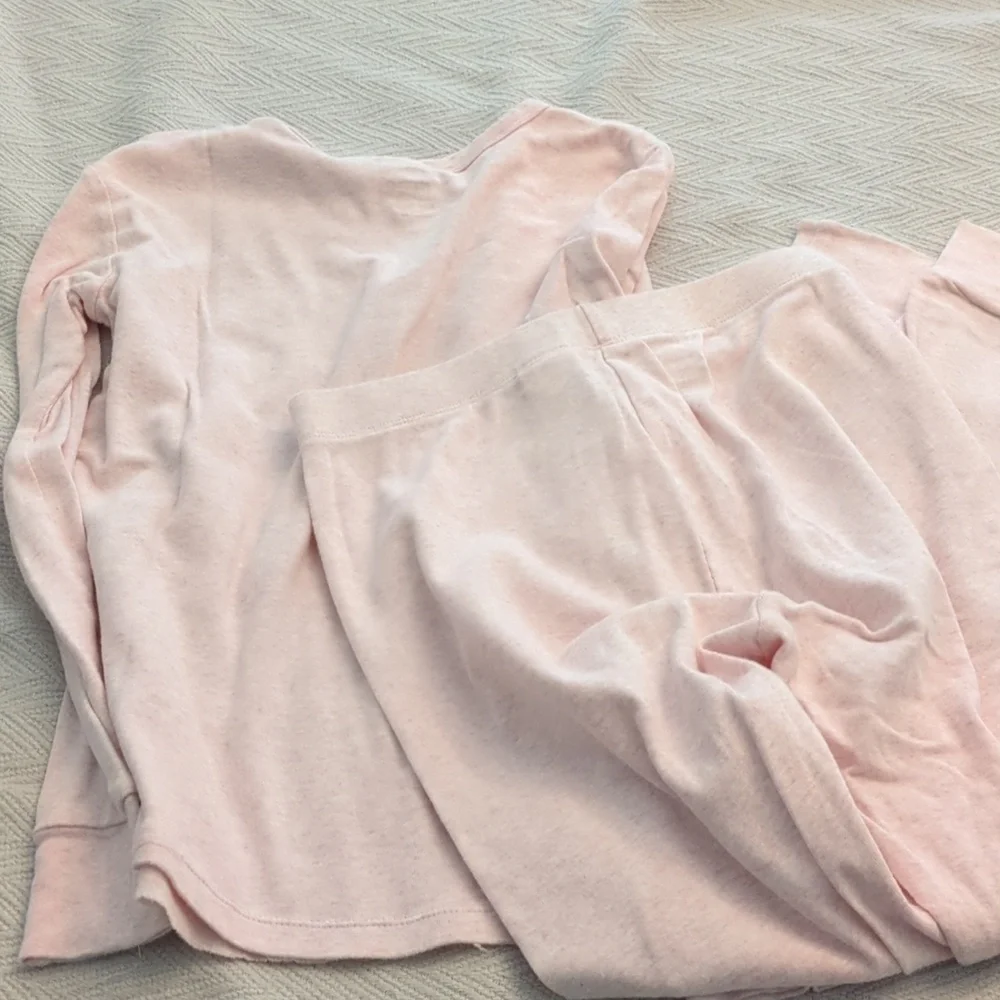 GAP Light Pink Two-Piece Long Sleeve Organic Cotton Soft Pajama Set Girls Sz 14